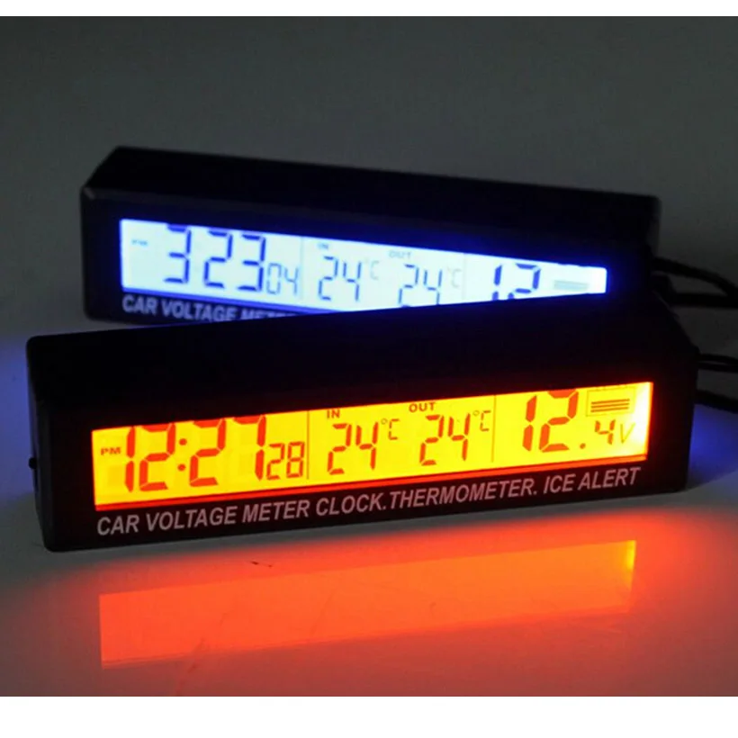 Высокое качество 3in1 Цифровой ЖК-дисплей часы Экран авто автомобиль Время часы термометр температуры Напряжение Вольтметр