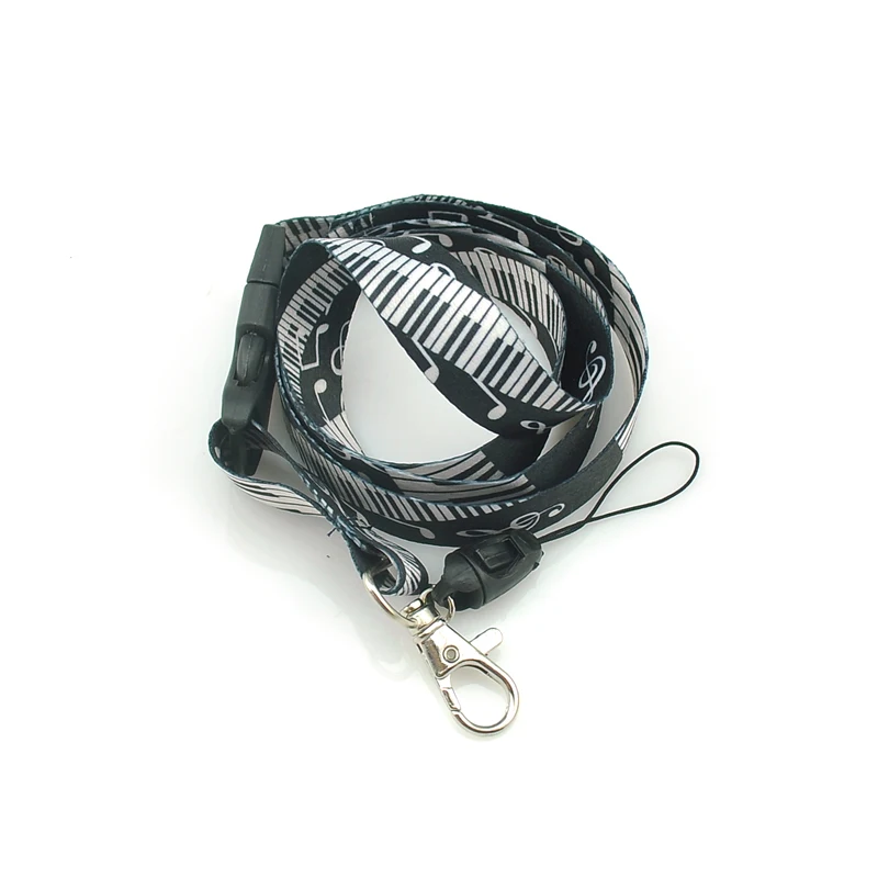 

New "Piano Key Board with note" Neck Strap Polyester Key Chain Lanyards Mobile Phone Lanyard ID Card Holder 12pcs/lot Wholesale