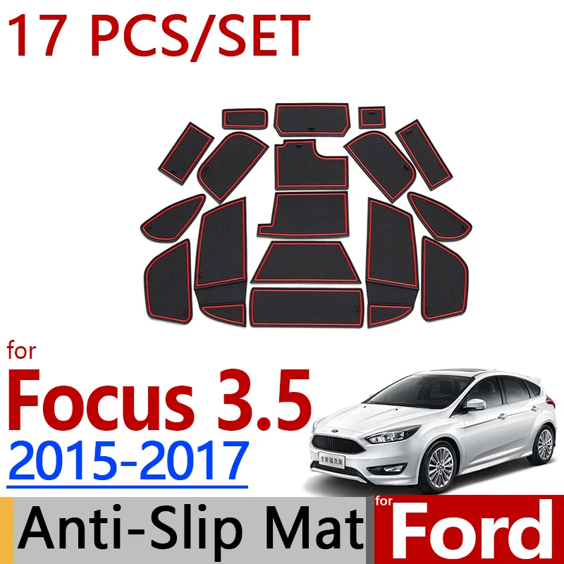 Для Ford Focus Противоскользящий резиновый коврик для чашки 17 шт. MK3.5 аксессуары для подтяжки лица наклейки для автомобиля