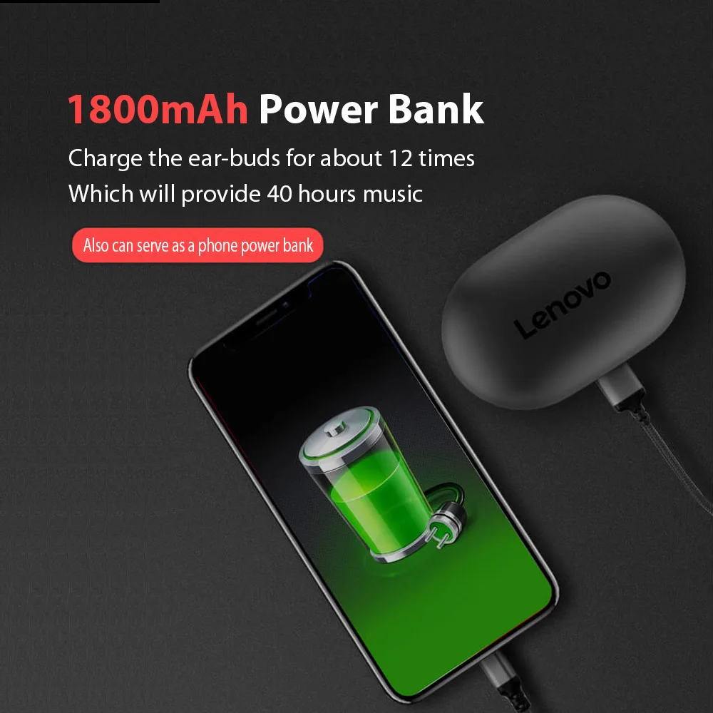 Lenovo S1 TWS Bluetooth Earphones BT 5.0 IPX5 Waterproof True Wireless Stereo Earbud 1800mAh Big Battery for IOS & Android Smartphone  (11)