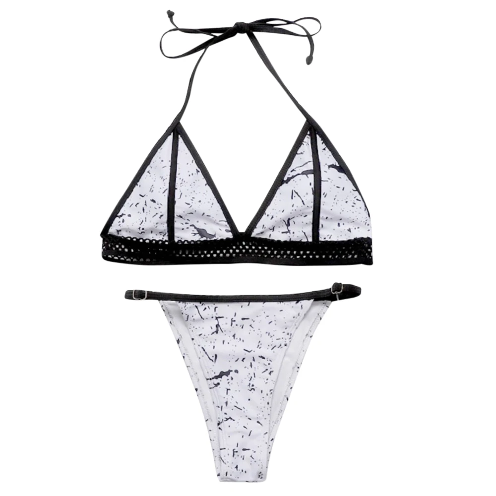 

Swimsuit Bikini 2019 Halter Neck Padded Backless Hollow Out Print Low Waist Women Bikini Set