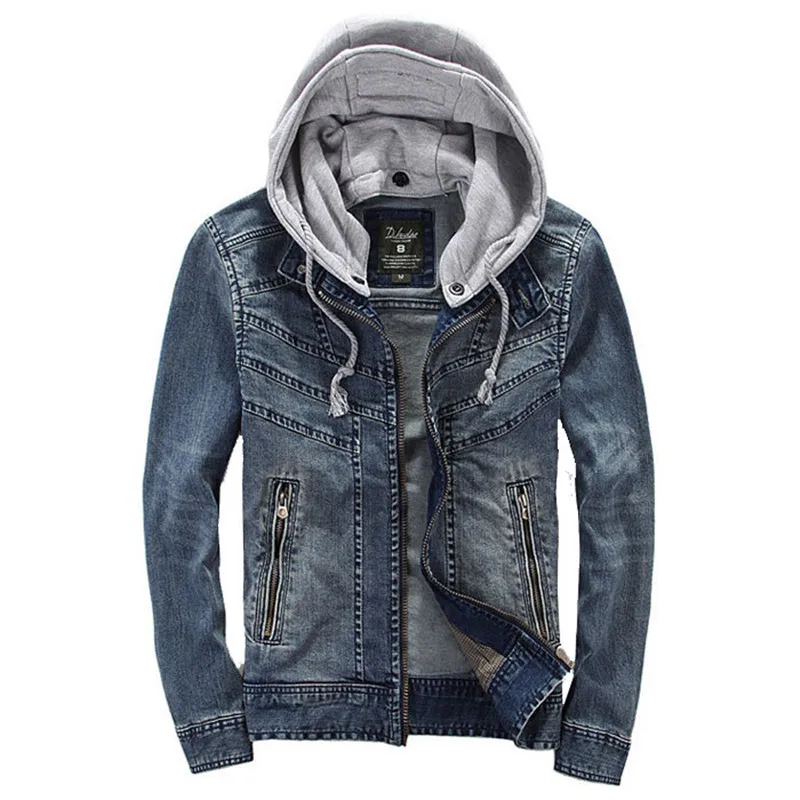 Denim Jacket Men Hooded High Quality Fashion Mens Jeans