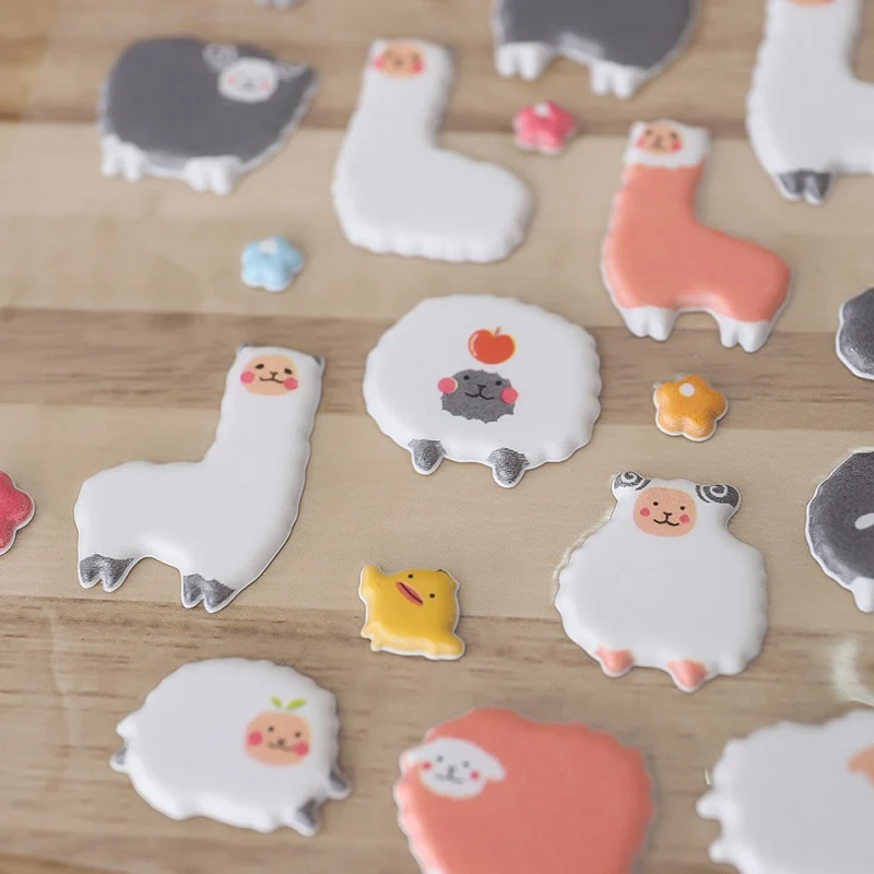 1 шт. корейский стиль Kawaii 3D мультфильм овца Альпака ПВХ дневник объемные наклейки декоративные для тетрадь, альбомы бумага для карт