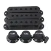 Durable Guitar 3 Pickup Cover 1 Volume 2 Tone Knobs Switch tip Parts Set Black ► Photo 1/3