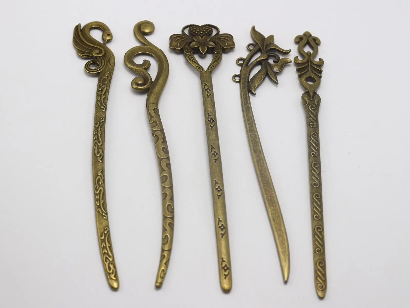 

5pcs Bronze Traditional Hair Chopsticks Chignon Pin Hairpin Clasp for Women