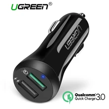 Ugreen Car USB Charger Quick Charge 3.0 Mobile Phone Charger 2 Port USB Fast Car Charger for Samsung Xiaomi Tablet Charger
