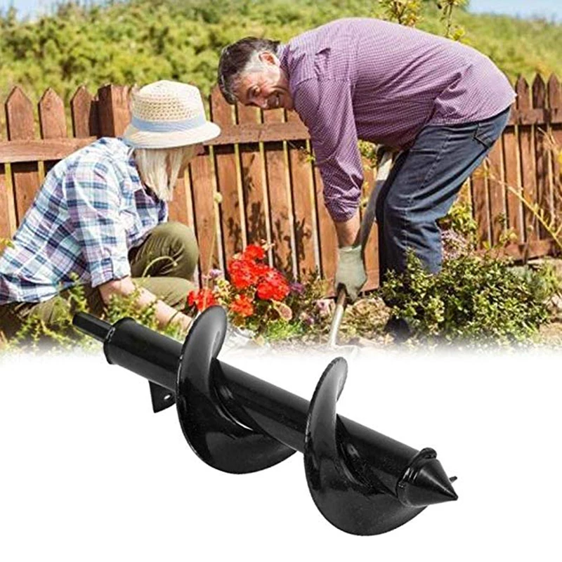 REIZ 9 inch Garden Auger Drill Bit Spiral Gardening Bedding Planting Hole Digger Tool Planting Irrigation for Electric Hammer 4