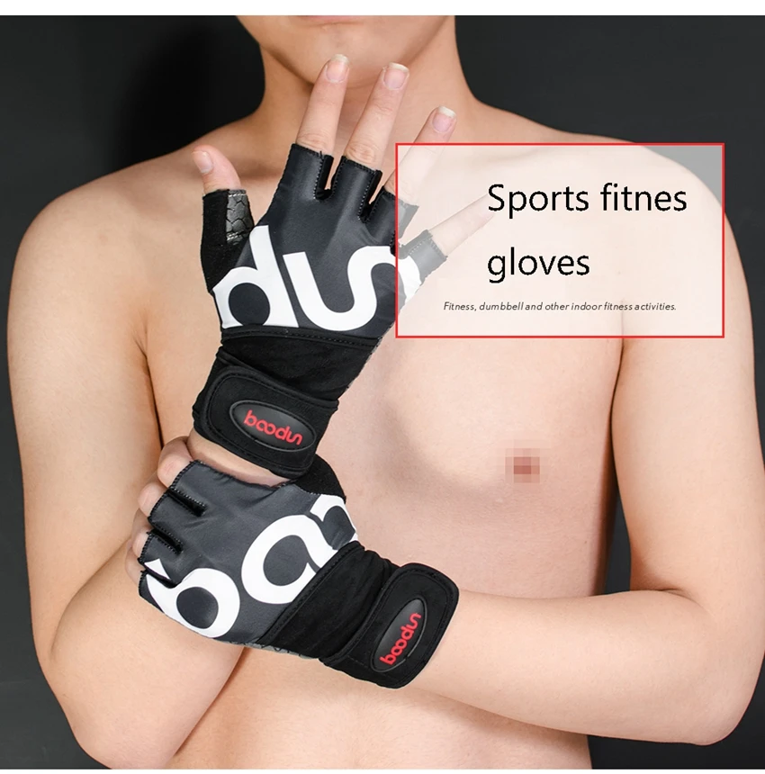 Для мужчин Для женщин Регулируемый Фитнес перчатки для поддержки запястья Спорт Половина Finger Спортивные Перчатки Бодибилдинг Тяжелая