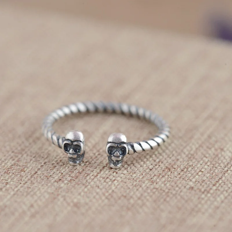 FNJ 925 Sterling Silver Ring Skull anillos S925 Thai Silver Rings for women Jewelry Male Men|thai silver ring|925 sterling silver ringsterling silver rings - AliExpress