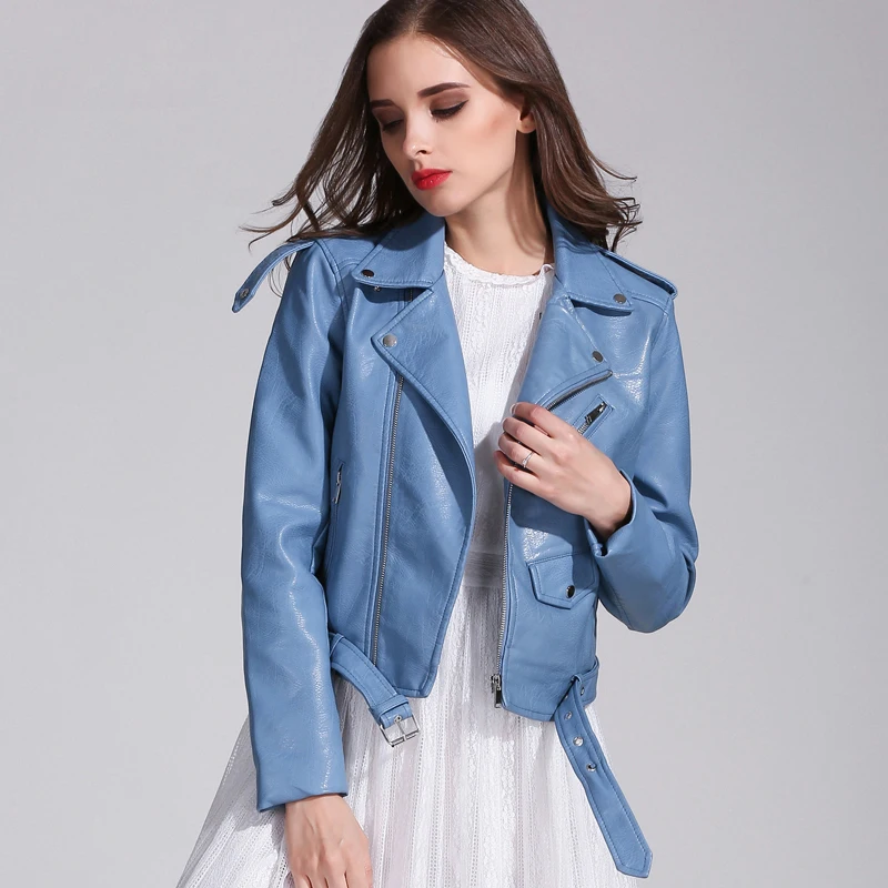 NAGODO Leather Jacket Women 2018 Hot sale Autumn Winter PU Faux leather Coat Motorcycle Biker Bomber Jackets with Belt outwear Coats