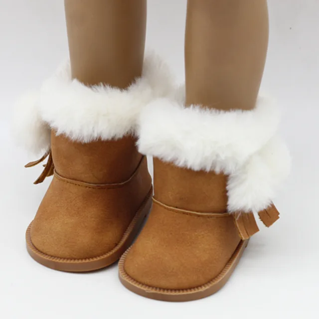 1 Pair Plush Doll Winter Snow Boots For 43cm Baby Born Doll And 18 Inch American Girl Doll Mini