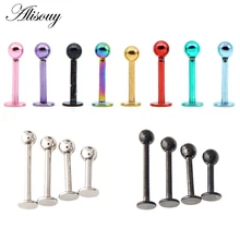 Alisouy 1 peça de aço cirúrgico cores sortidas labret parafuso prisioneiro lábio piercing orelha cartilagem tragus helix anel moda jóias encantadoras