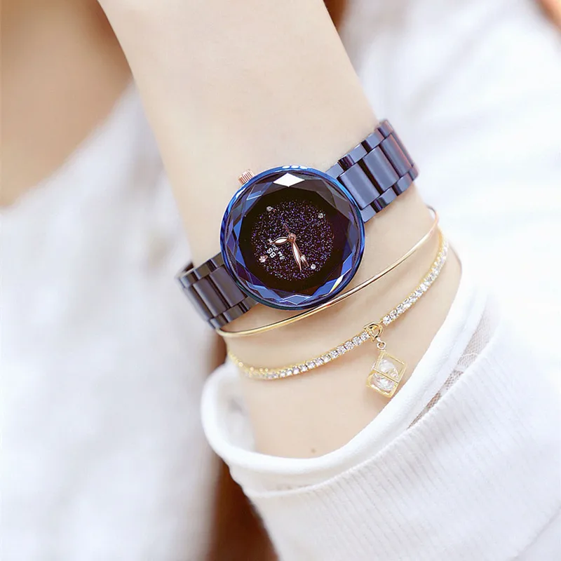 

New Hot Sale No Digital Romantic Star Surface Dial High-end Chain Watch Blue Purple Female Watch Fashion & Casual Chronograph