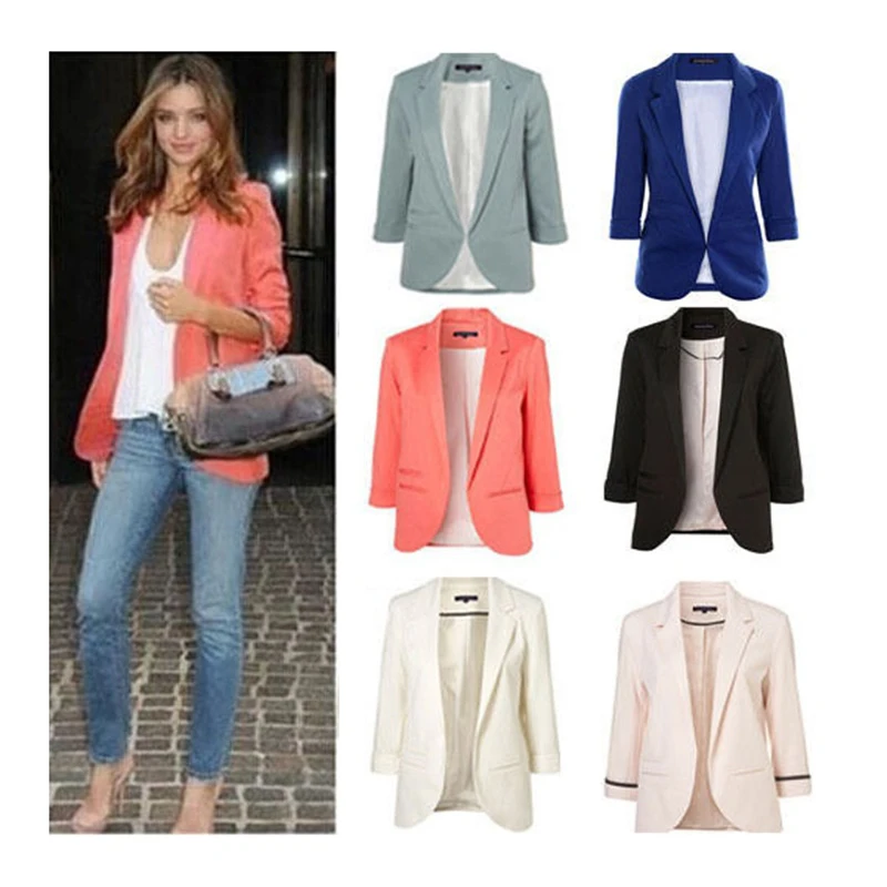 

Amazon ebay candy color seven-point sleeves small suit commuter models slim jackets