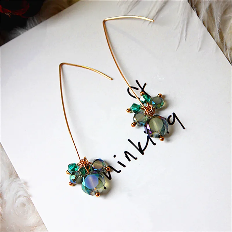 

Now the new foreign trade act the role ofing is tasted high-end elegant and colorful square glass pendant earrings crystal stud