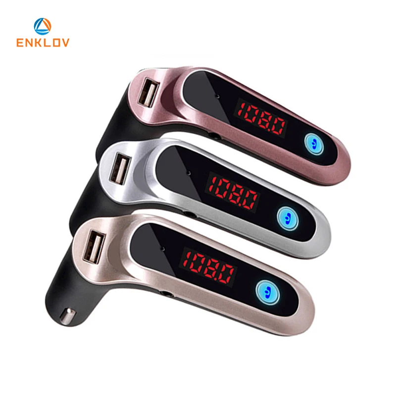 

ENKLOV Wireless Handsfree Bluetooth Car Kit MP3 Player FM Transmitter Support USB/SD card/Aux input/U disk Car Receiver