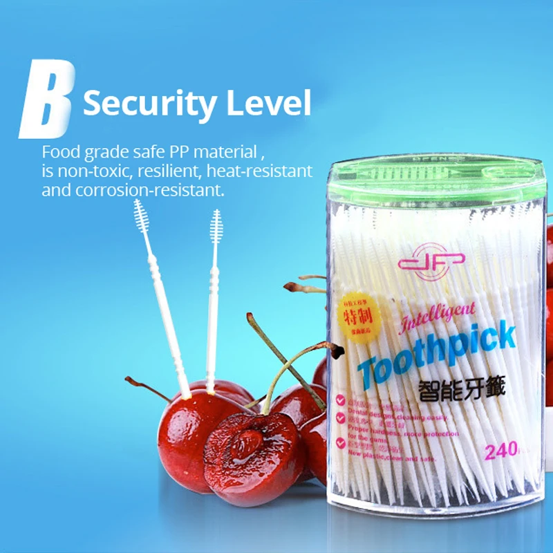 240 Pcs Food Grade Soft Plastic Toothpick Double head Oral Care Teeth Stick Dental Floss Multi-Function Interdental Toothpicks