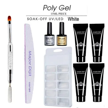 

Glitter DIY Poly Gel Kits15ML Lasting 100PCS False Nail Clip Nail Pusher Dead Skin Brush Set Nail Gel Nail Art Clear Camouflage