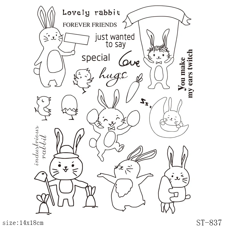 

AZSG Cartoon Athletic Rabbit Clear Stamps/Seals For DIY Scrapbooking/Card Making/Album Decorative Silicone Stamp Crafts
