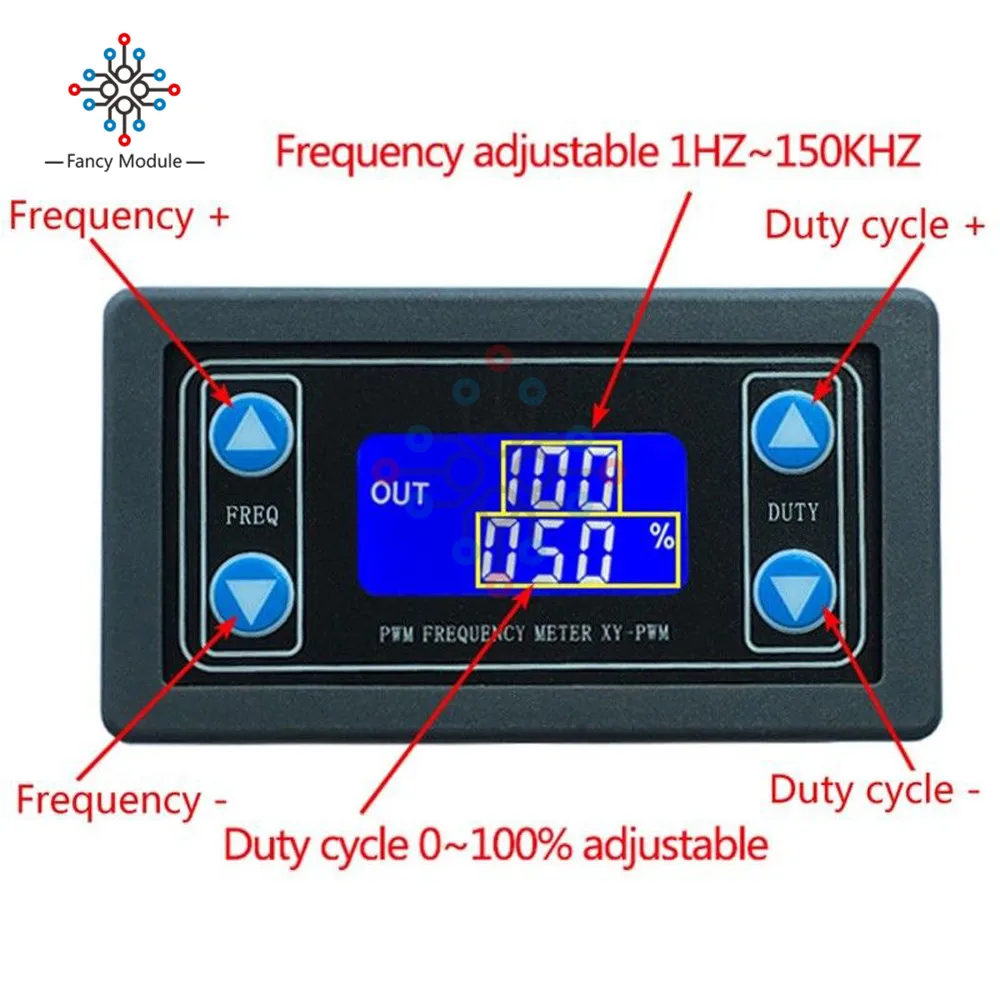 1Hz-150KHz Adjustable Meter PWM Signal Generator Frequency Meter DC 3.3-30V Liquid Crystal Display Duty Cycle Frequency 4