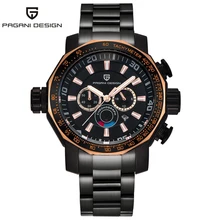 PAGANI Design top brand luxury fashion large dials black stainless steel mens watches waterproof function quartz wrist watch men