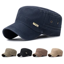 Классические винтажные шляпы с плоским верхом мужские и женские бейсболки из промытого хлопка и регулируемый головной убор Встроенная прочная чашка летние армейские кепки для мужчин