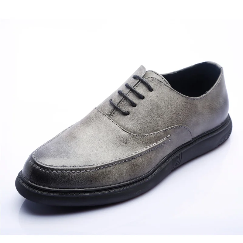 Новинка года; модная обувь; мужские туфли-оксфорды из натуральной кожи; Высококачественная Мужская Повседневная обувь; Мужская Брендовая обувь; K129 - Цвет: Gray
