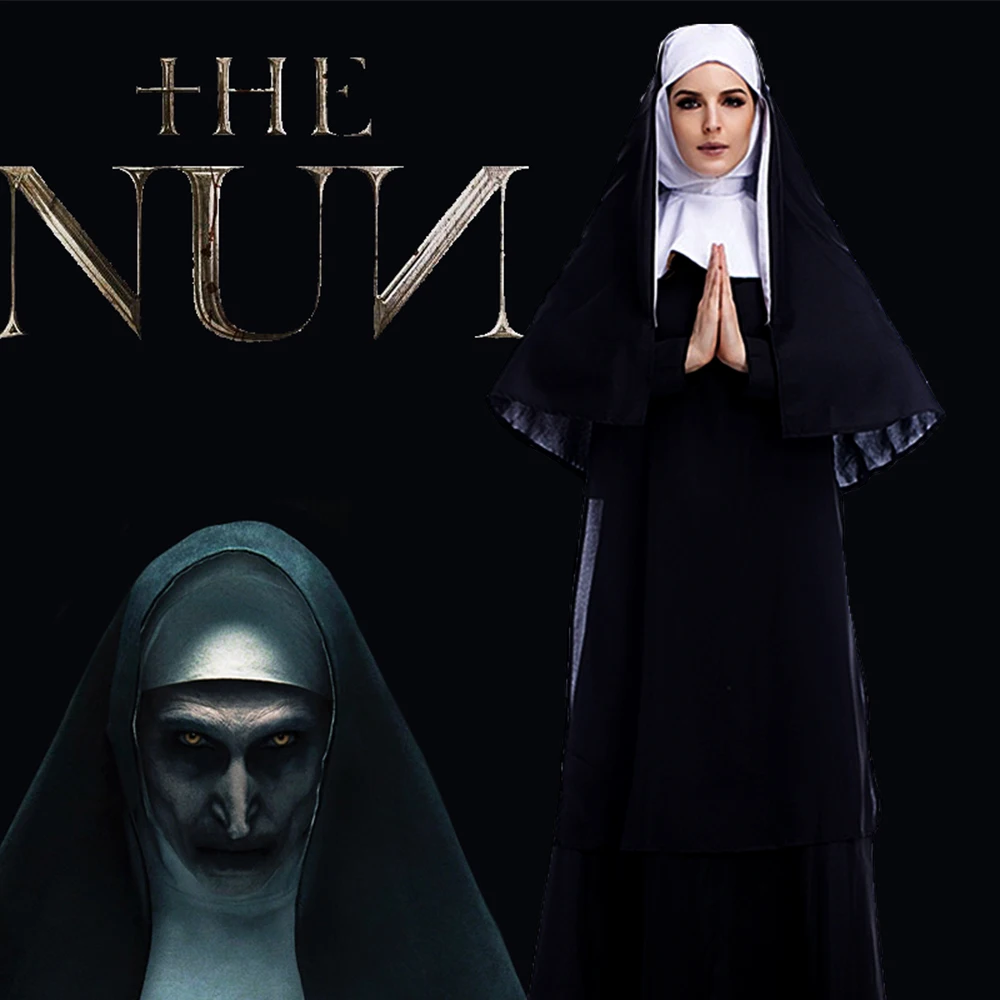 The Nun Cosplay Valak Costume Virgin Mary Sexy Long Black ...