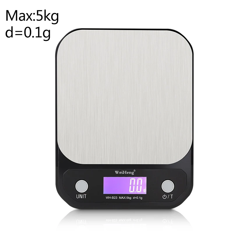 10kg/1g 3kg/5kg 0.1g Digital Scale Stainless Steel High Quality Weighting Scale Electronic Baking Precision Weight Kitchen Scale - Color: 5kg-0.1g