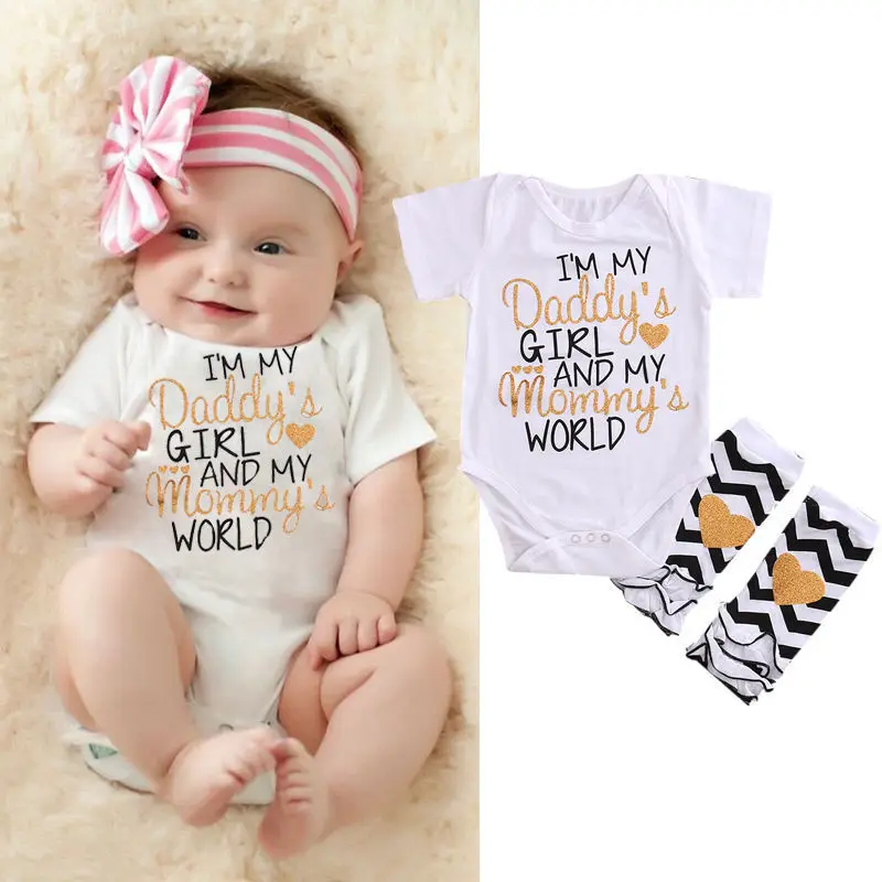Newborn Infant Baby Girls Clothes Outfits Set Kids I'm daddy girl