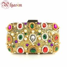 Свадебные вечерние сумки с золотыми блестящими кристаллами, женская сумка с бисером, роскошные клатчи, вечерняя сумка через плечо с цепочкой для женщин