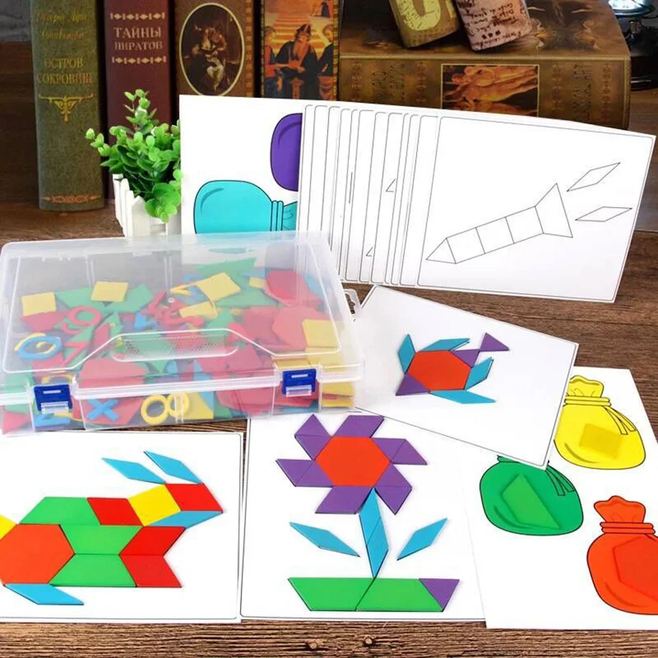 

Woodentoys Puzzles Tangram Geometric Figure Stereoscopi Games Educational Clever Parenting Cognitive Thinking Baby Education