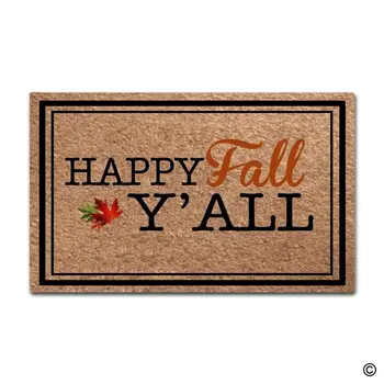 

Funny Door Mat Happy Fall Y'All Doormat Outdoor Indoor Mat Rubber Back 15.7x23.6 Inch