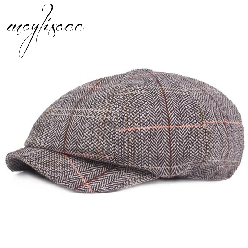 SMTM209 Maylisacc унисекс в клетку осень-зима теплый берет Кепки модной для Для мужчин Гэтсби газетчик берет Кепки - Цвет: SMTM209