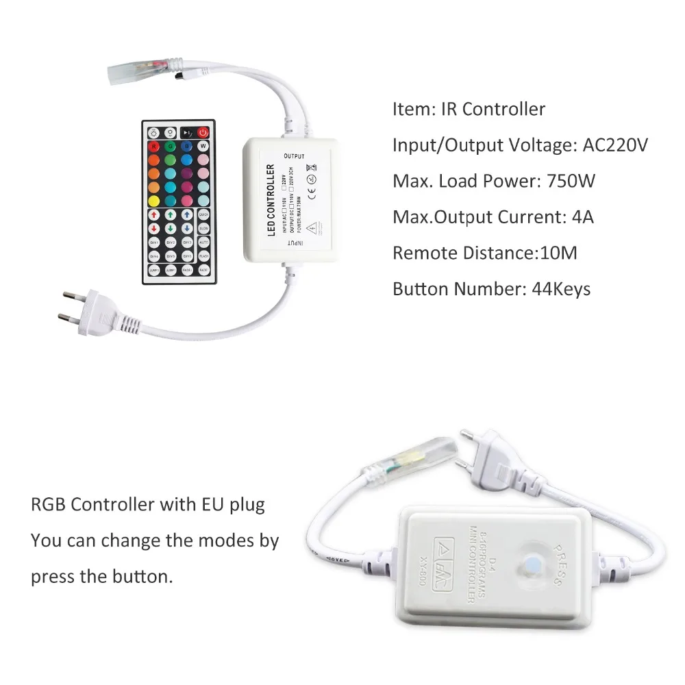 Светодиодная лента 220 В IP67 водонепроницаемая гибкая 5050 RGB SMD Диодная лампа