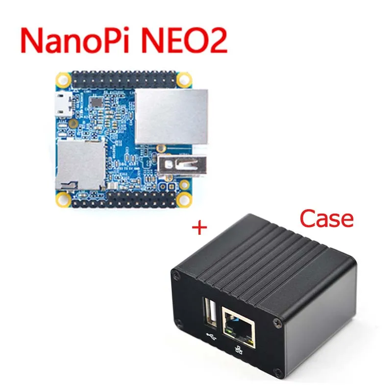 NanoPi NEO2 Allwinner H5, 64 бит с высоким уровнем производительности, четырехъядерный процессор A53 демонстрационная плата, бег, UbuntuCore с металлической Чехол комплект