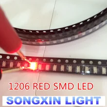 2000 шт 1206 красный светодиод SMD светодиодный 3216 диоды SMD 1206 светодиодный 620-625NM 100-120MCD 2,0-2,6 V 3,2*1,6
