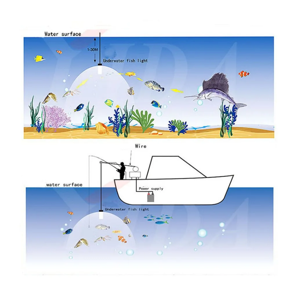 Subaquática de Pesca Conduziu a Lâmpada m de Cabo à Prova v Ip68 6 d' Água Luz 20 w dc 12 12 Luzes subaquáticas