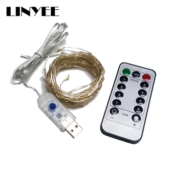 

5M 50LED 8Modes Silver Wire USB Operated Led String Light Xmas Outdoor Fairy Lights Decoration Wedding Garland with 13 keys