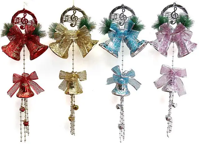 55cm jingle bell bow music symbol beads strap garland christmas tree