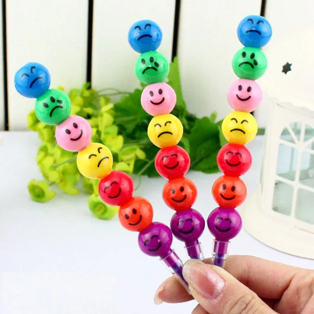 1PCS NEW Details about New 7 Colors Cute Stacker Swap Smile Face Crayons Children Drawing Gift WYQ