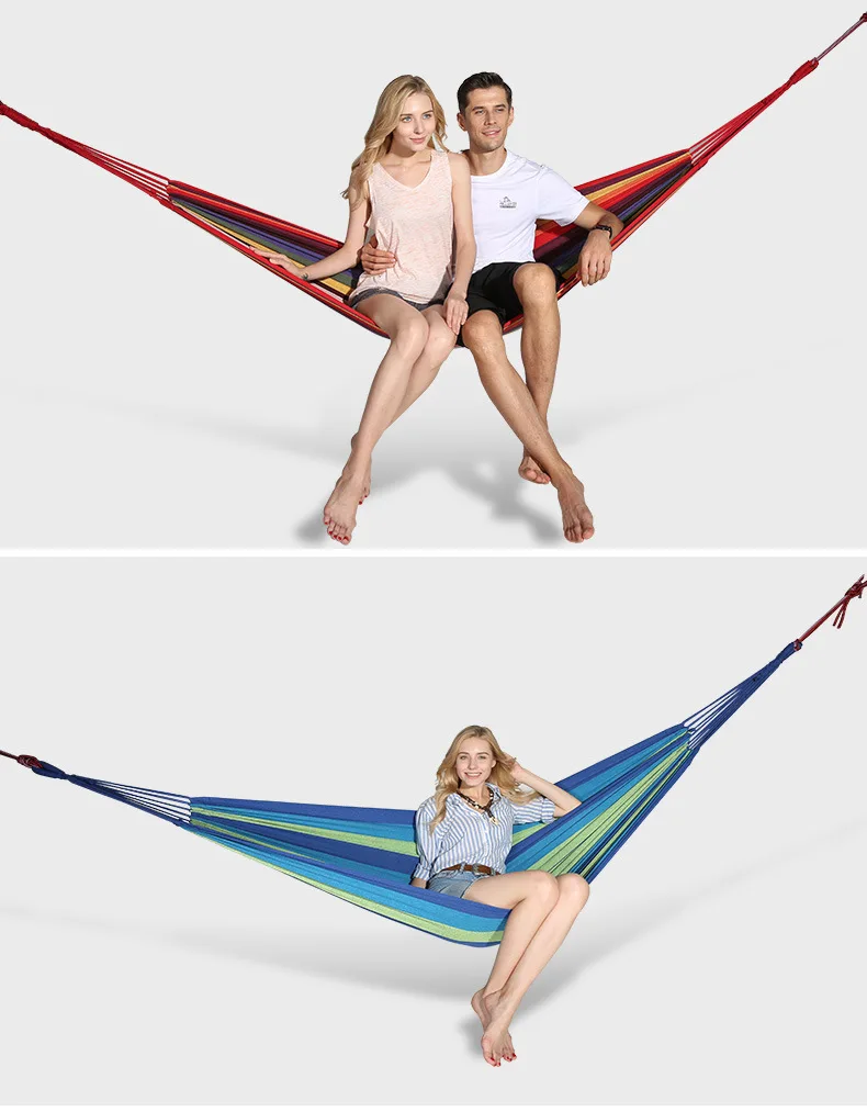 Portátil ao ar Livre do Jardim Rede Pendurar Cama Viagem Novo Acampamento Balanço Caminhadas Lona Tarja Hammock Pendurado 200x100 cm 2020 9 Esporte e Lazer