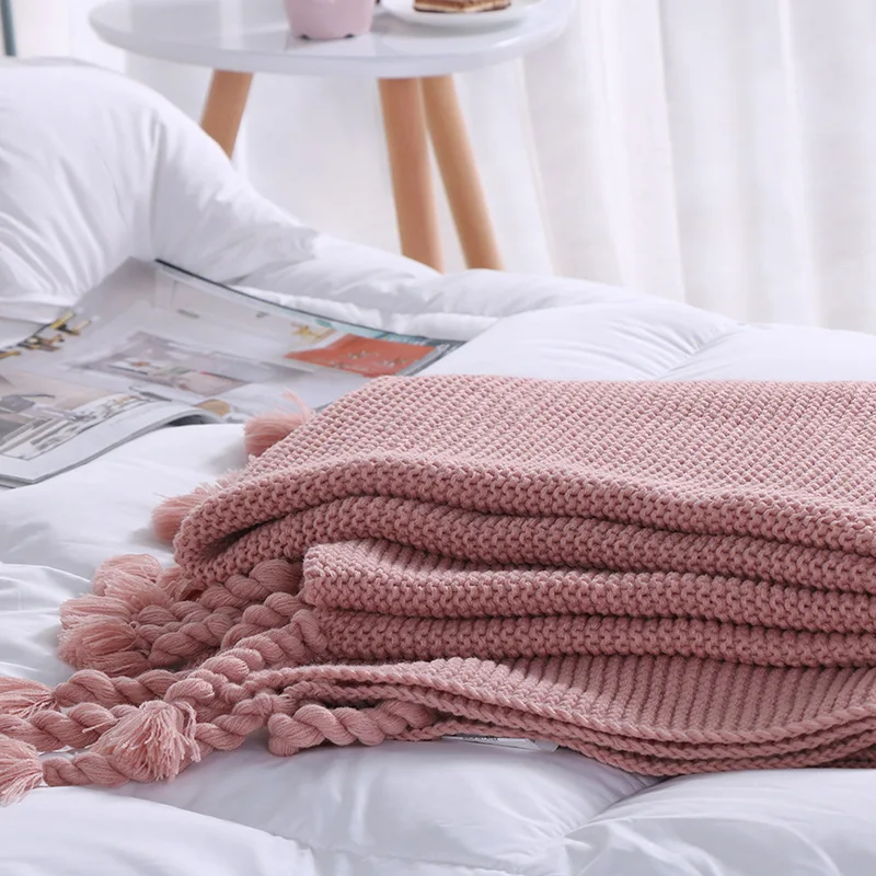 130x170 см, 1 шт., вязаное одеяло с кисточками, Вязаное детское одеяло, мягкое одеяло, s на диван/кровать/самолет, для путешествий, Кондиционер
