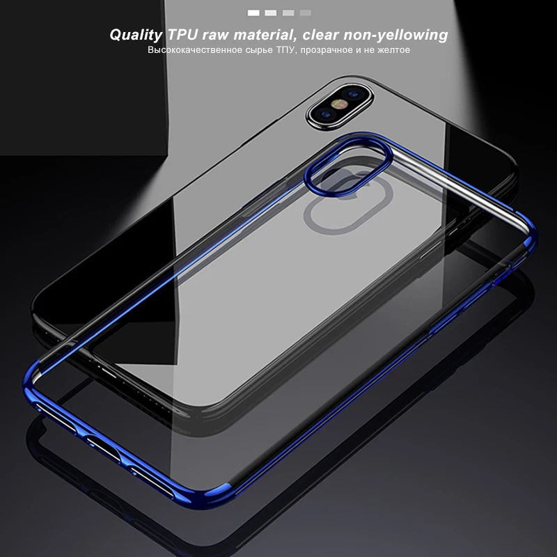 

TPU Transparent Plating Case For iPhone 6 6S 7 8 Plus Shining Phone Case Protective Cover For iPhone X 7 6 6S Plus Coque