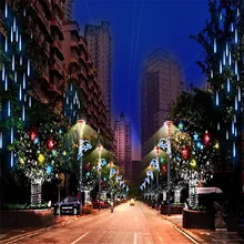 30 см LED Водонепроницаемый метеорный поток строка моросящего дождя трубки декоративный подвесной светильник Рождество лампы гирлянды День Рождения сад