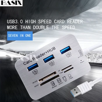 Basix USB Hub 3.0 High Speed Multi Usb 3.0 Hub with MS/SD/M2/TF Card Reader COMBO Usb Splitter for Macbook Pc laptop Multi Hub usb hub 3 ports usb data transmission hub station ms m2 sd mmc tf card reader