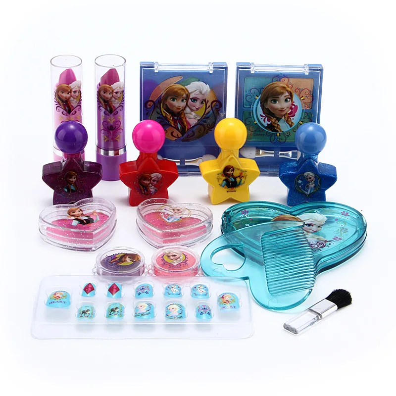 Disney Frozen Child Cosmetic Princess Makeup Box Suitcase Lipstick Girl Toy Gift for Children pretend play cosmetic set for kid