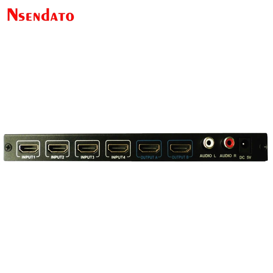Сплиттер преобразователь Nsendato HDMI Matrix 4x2 аудиовыход типа L/R RCA с ИК пультом
