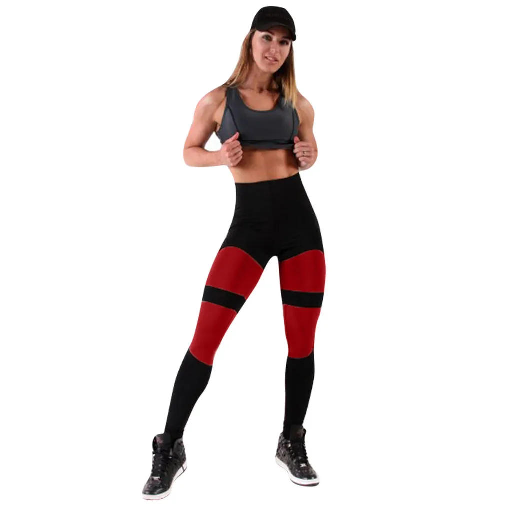 

2019 Women Print Yoga Pants Patchwork Hips High Waist Thread Pants Exercise Fitness Running Gym Elastic Slim Leggings Trouser