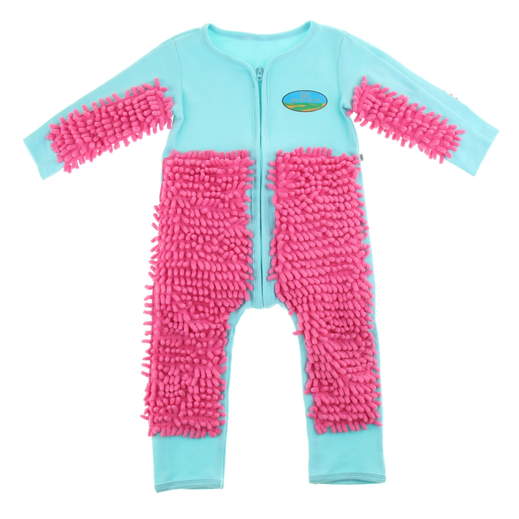 Baby Mop Romper For Boys Girls Clothes Long Sleeve Crawling Jumpsuit Infant Cleaning Mop Suit